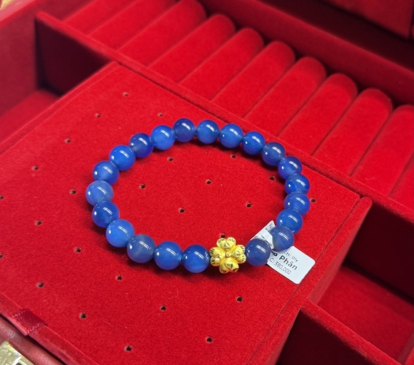 Vòng Xanh Biển Phối Charm 4 Lá 