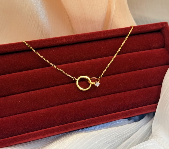 Dây chuyền liền mặt nhẫn đan nhau 