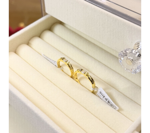 Nhẫn Đôi Phối Hột Vuông 